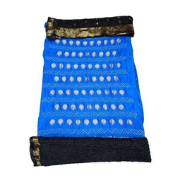 Blue & Black Color Pure Silk Bandhani Dress Material