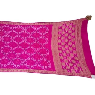 All Over Pink Color Gaji Silk Bandhani Saree