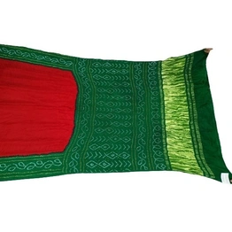 Green & Red Color Gaji Silk Bandhani Saree