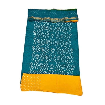 KALA SANSKRUTI RETAIL PRIVATE LIMITED Sea Green & Yellow Color Cotton Satin Bandhani Dress