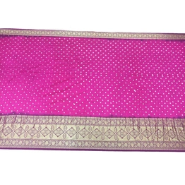 Pink Magenta Shaded Color Dupion Silk Bandh ani Saree