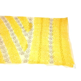 Yellow & White Color Hand Work Banarasi Georgette Bandhani Saree