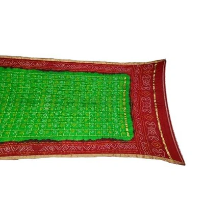 Green & Maroon Color Pure Silk Bandhani Dupatta