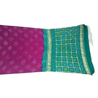 Sea Green And Magenta Color Pure Gaji Silk Bandhani Saree