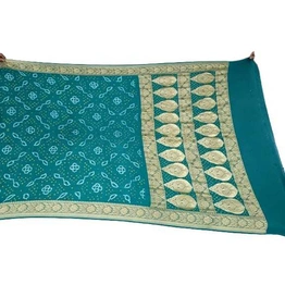 All Over Sea Green Color Fancy Design Banarasi Georggete Bandhani Saree