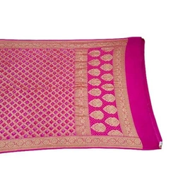 All Over Pink Color Chex Design Gaji Silk Bandhani Saree