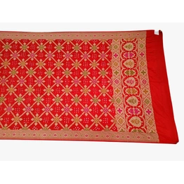 All Over Red Color Dupion Silk Bandhani Saree