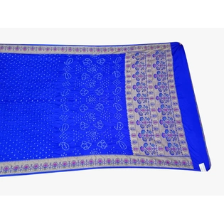 All Over Blue Color Dupion Silk Bandhani Saree