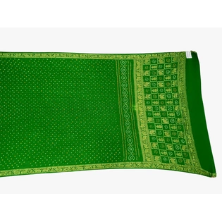 All Over Parrot Green Color Gaji Silk Bandhani Saree