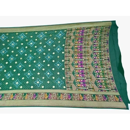 All Over Green Color Banarasi Georgette Bandhani Saree