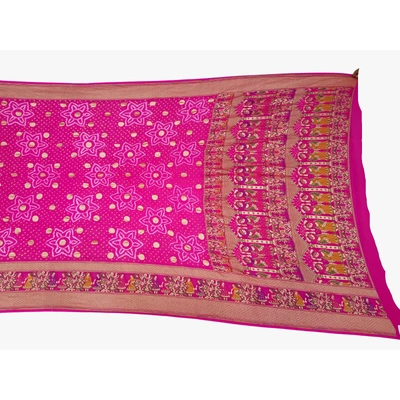 All Over Pink Color Banarasi Georgette Bandhani Saree