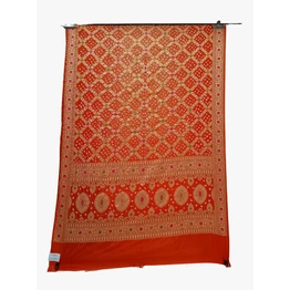 All Over Orange Color Dupion Silk Bandhani Saree