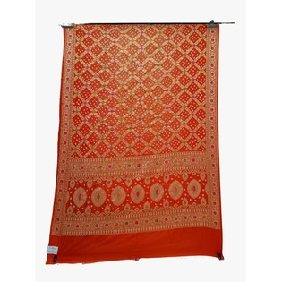 All Over Orange Color Dupion Silk Bandhani Saree