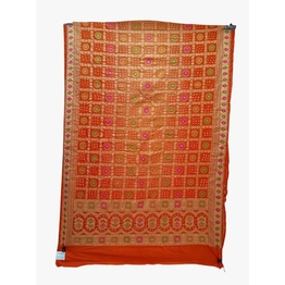 Light Dark Orange Color Dupion Silk Bandhani Saree