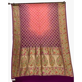 Pink & Magenta Shaded Color Banarasi Georgete Bandhani Saree