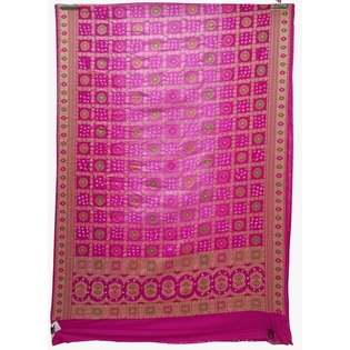 Light Dark Pink Color Dupion Silk Bandhani Saree