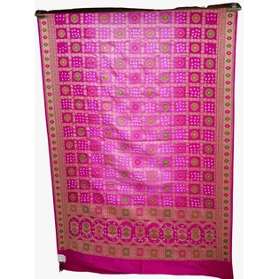 All Over Pink Shaded Color Dupion Silk Bandhani Saree