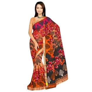 Black Printed Georgette Saree 151