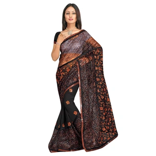 Black Half Half Embroidered Saree 173