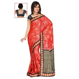 Red Fancy Material Jacquard Saree 241