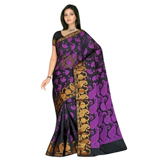 Black Chanderi Silk Woven Saree 553A