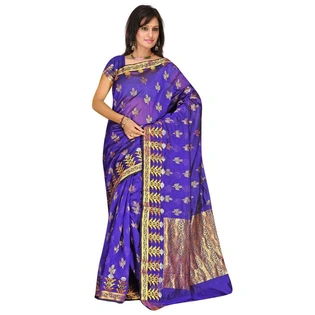 Navy Blue Banarasi Chanderi Woven Saree 516