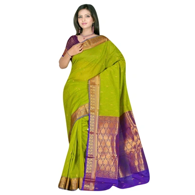 Banarasi Cotton Silk Woven Saree in Green