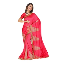 Fancy Silk Saree In Rani (Gajree)