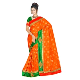 Silk Jacquard Zari Woven Saree In Orange