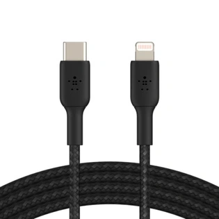 BEL BRAIDED LIGHTNING TO USB-A CABLE 1M BLK