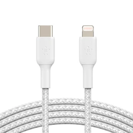 BEL BRAIDED USB-C TO LIGHTNING CABLE 1M WHT