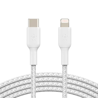 BEL BRAIDED USB-C TO LIGHTNING CABLE 1M WHT