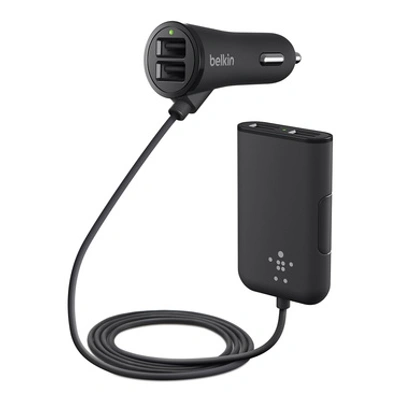 Belkin BEL CAR CHRG/EXT HUB4 PORT 7.2A 6FT BLK