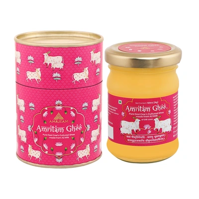 Amritam A2 Gir Cow Ghee 100ml Travel Edition Glass Jars