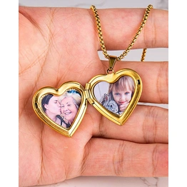 Romantic Personalized Photo Heart Locket with Couple Photos