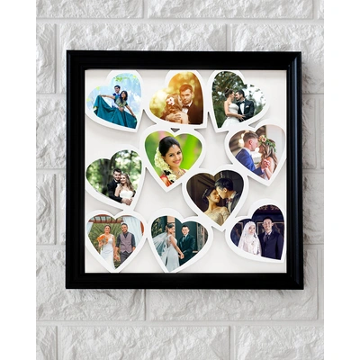 Creative Square Frame with Hearts with 10 Photos