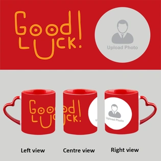 Red Good Luck Customized Heart Handle Mug