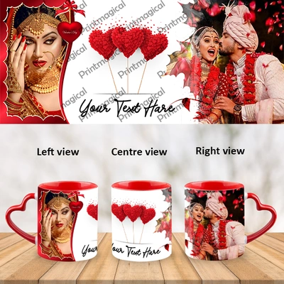 Flying Hearts Valentine Customized Heart Handle Mug