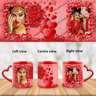 Valentine Hearts Pattern Elegant Looking Personalized Heart Handle Mug