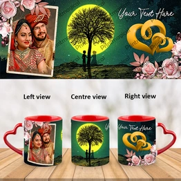 Night Moon View Couples Personalized Heart Handle Mug