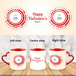 Circle Hearted Happy Valentines Heart Handle Mug