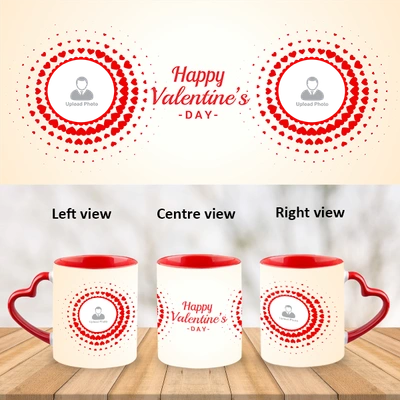 Circle Hearted Happy Valentines Heart Handle Mug