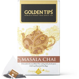 Golden Tips Full Leaf Pyramid Masala Chai Tea Bags (20 Bags, 40 Gram)