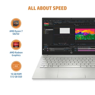 HP Pavilion Laptop 14-ec1019AU / Ryzen 5-5625U hexa / 512 SSD / Intel Iris Xe Graphics / Win11 MSO H & S 2021 / Natural Silver + EyeSafe Display + TNR + Alexa Built-in / 15.6 FHD Antiglare / 6D9T7PA