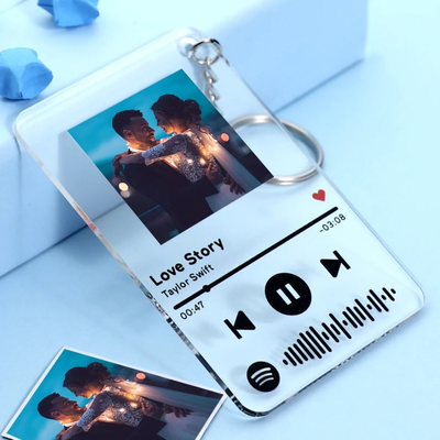 Spotify Personalized Keychain - Customizable Keyring with Image & Song