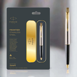 Parker Frontier Stainless Steel Fountain Pen with Gold Trim