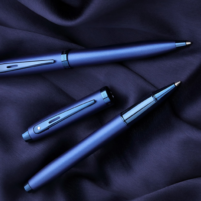 Sheaffer 100 9371 Satin Blue Ballpoint Pen | Elegant Writing Instrument