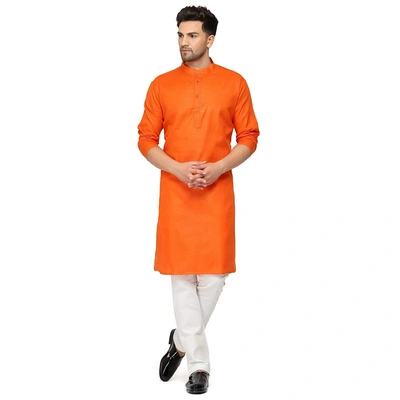 kurtapajama Men's Cotton Plain ORANGE Kurta Pyjama Set