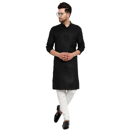 Men's Cotton Plain BLACK Kurta Pyjama Set