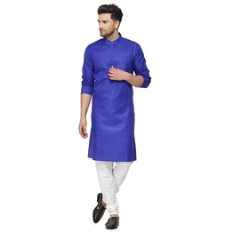 Men's Cotton Plain ROYAL BLUE Kurta Pyjama Set